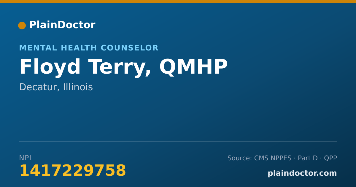 Shareable card for Floyd Terry, QMHP - Mental Health Counselor, Decatur, IL