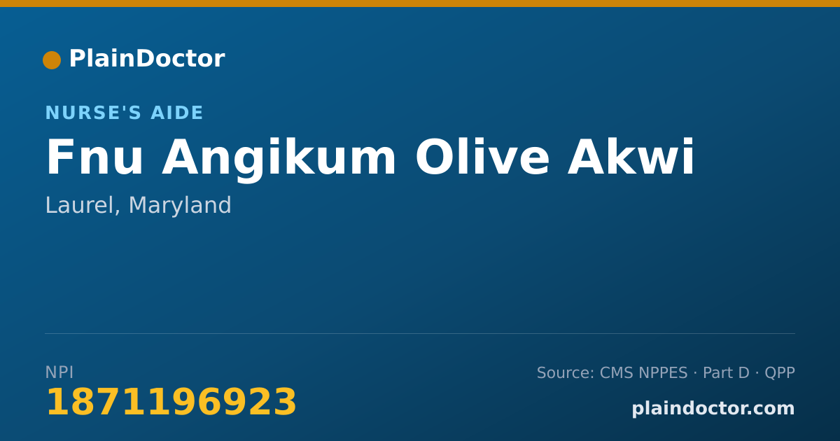 Shareable card for Fnu Angikum Olive Akwi - Nurse's Aide, Laurel, MD
