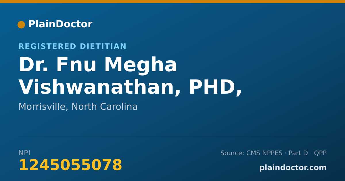 Shareable card for Fnu Megha Vishwanathan, PHD, RDN, LDN - Registered Dietitian, Morrisville, NC