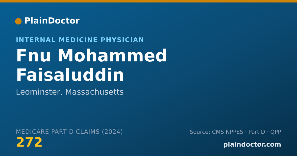 Shareable card for Fnu Mohammed Faisaluddin - Internal Medicine Physician, Leominster, MA