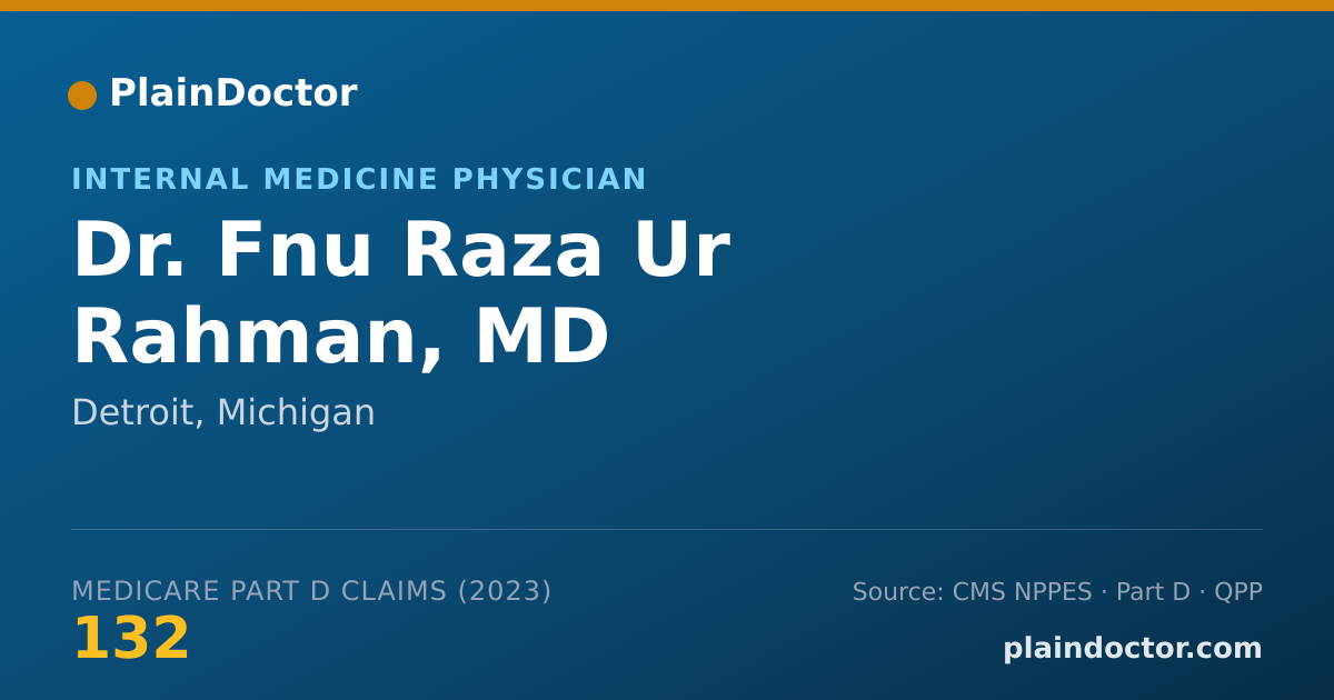 Shareable card for Fnu Raza Ur Rahman, MD - Internal Medicine Physician, Detroit, MI