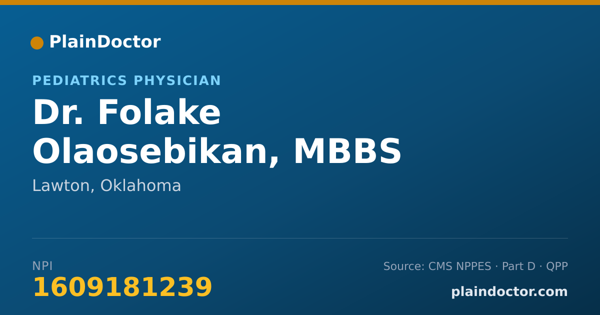 Shareable card for Folake Olaosebikan, MBBS - Pediatrics Physician, Lawton, OK