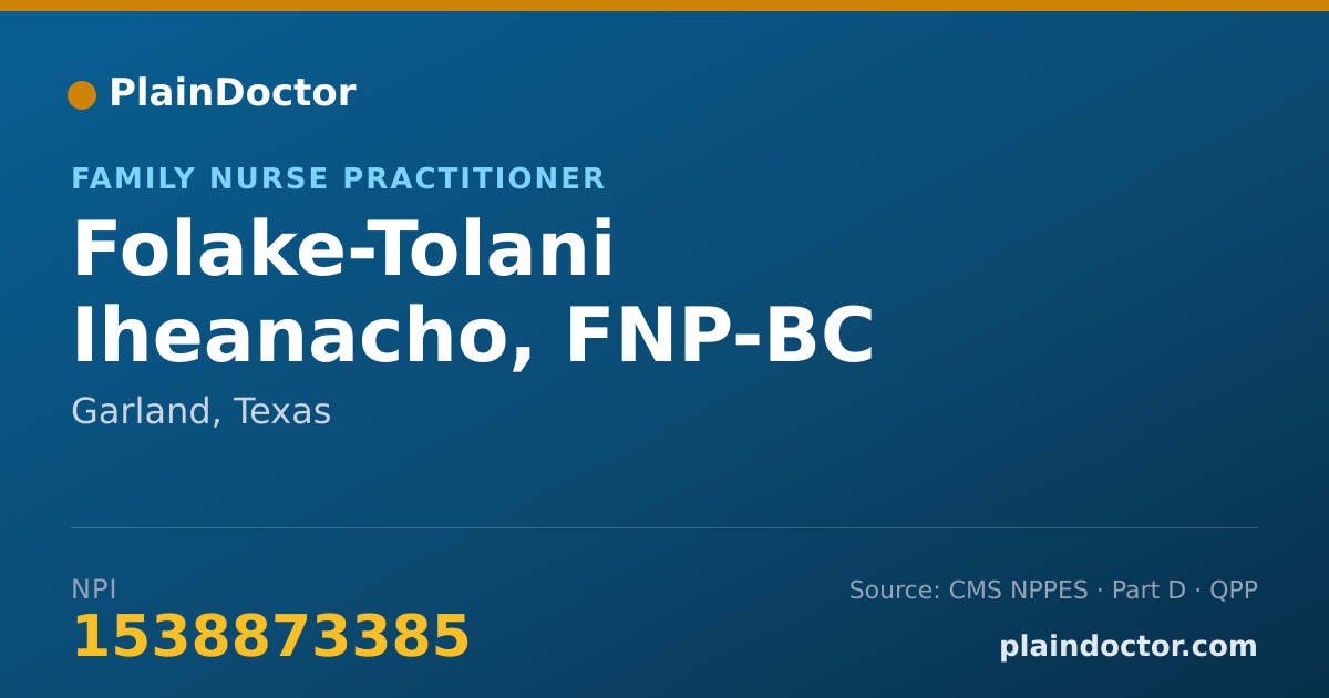 Shareable card for Folake-Tolani Iheanacho, FNP-BC - Family Nurse Practitioner, Garland, TX