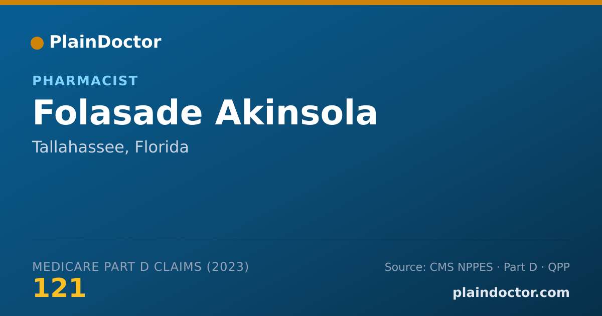 Shareable card for Folasade Akinsola - Pharmacist, Tallahassee, FL