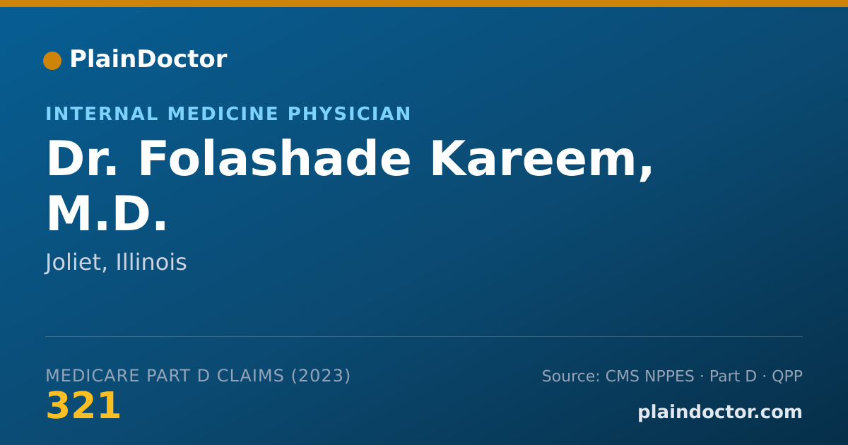 Shareable card for Folashade Kareem, M.D. - Internal Medicine Physician, Joliet, IL
