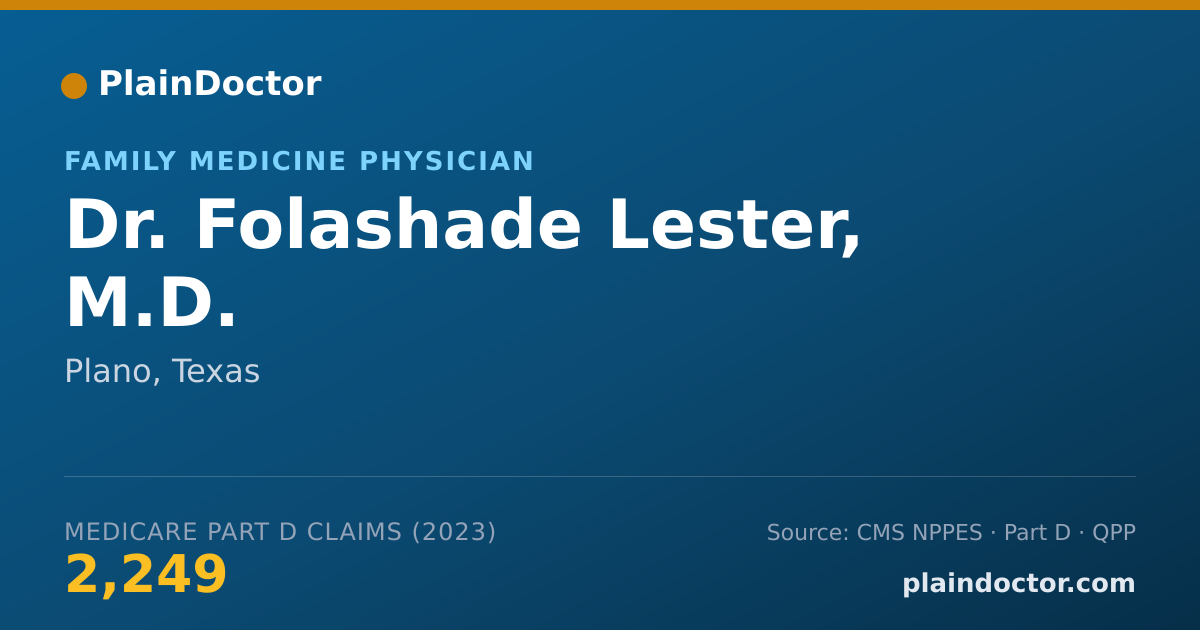 Shareable card for Folashade Lester, M.D. - Family Medicine Physician, Plano, TX