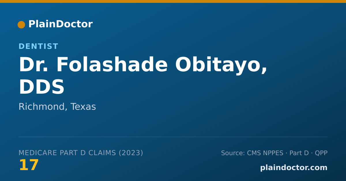 Shareable card for Folashade Obitayo, DDS - Dentist, Richmond, TX