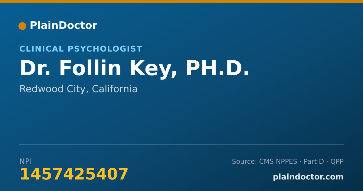 Shareable card for Follin Key, PH.D. - Clinical Psychologist, Redwood City, CA
