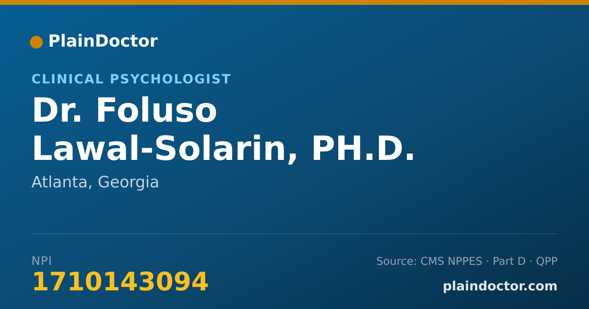 Shareable card for Foluso Lawal-Solarin, PH.D. - Clinical Psychologist, Atlanta, GA