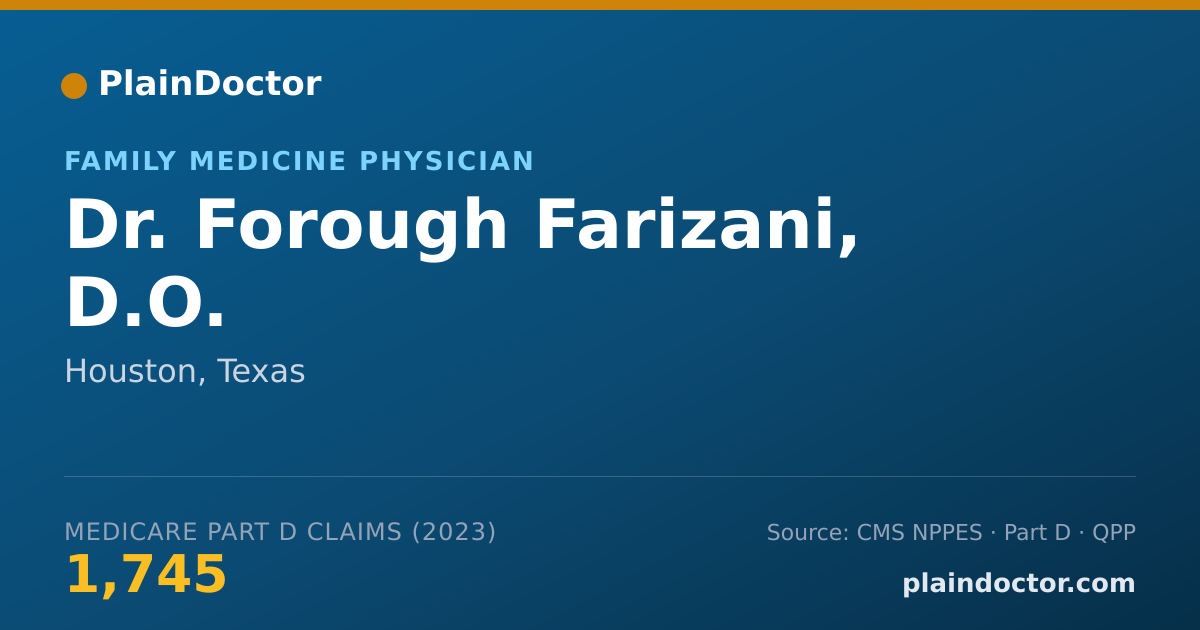 Shareable card for Forough Farizani, D.O. - Family Medicine Physician, Houston, TX