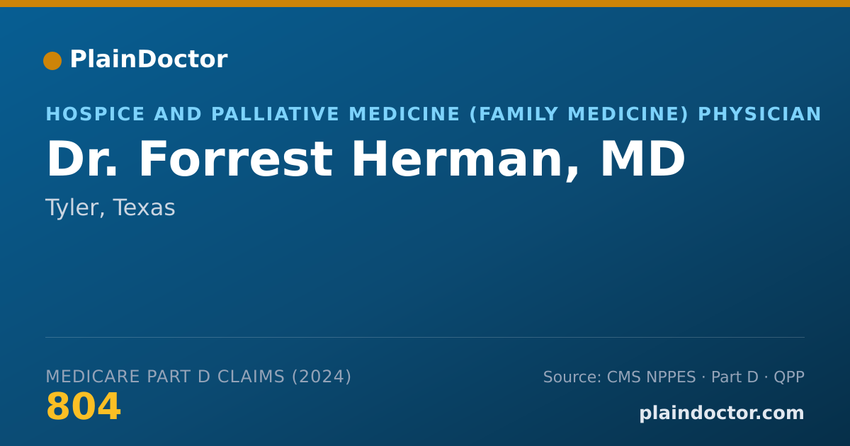 Shareable card for Forrest Herman, MD - Hospice and Palliative Medicine (Family Medicine) Physician, Tyler, TX