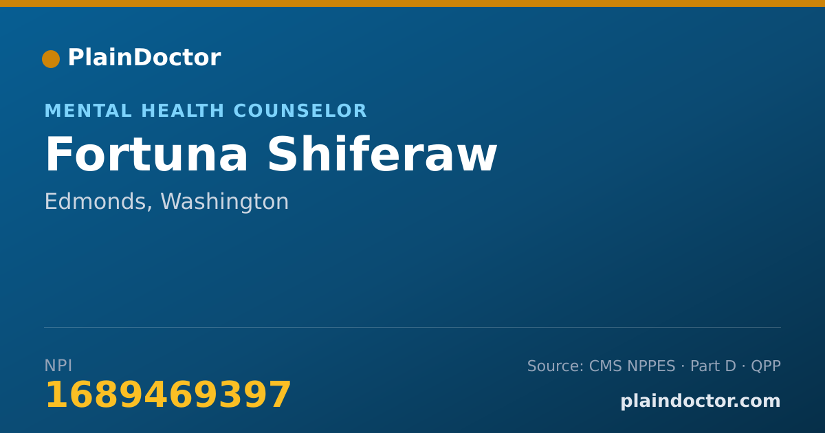 Shareable card for Fortuna Shiferaw - Mental Health Counselor, Edmonds, WA