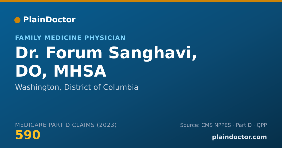 Shareable card for Forum Sanghavi, DO, MHSA - Family Medicine Physician, Washington, DC