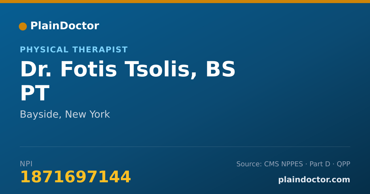 Shareable card for Fotis Tsolis, BS PT - Physical Therapist, Bayside, NY