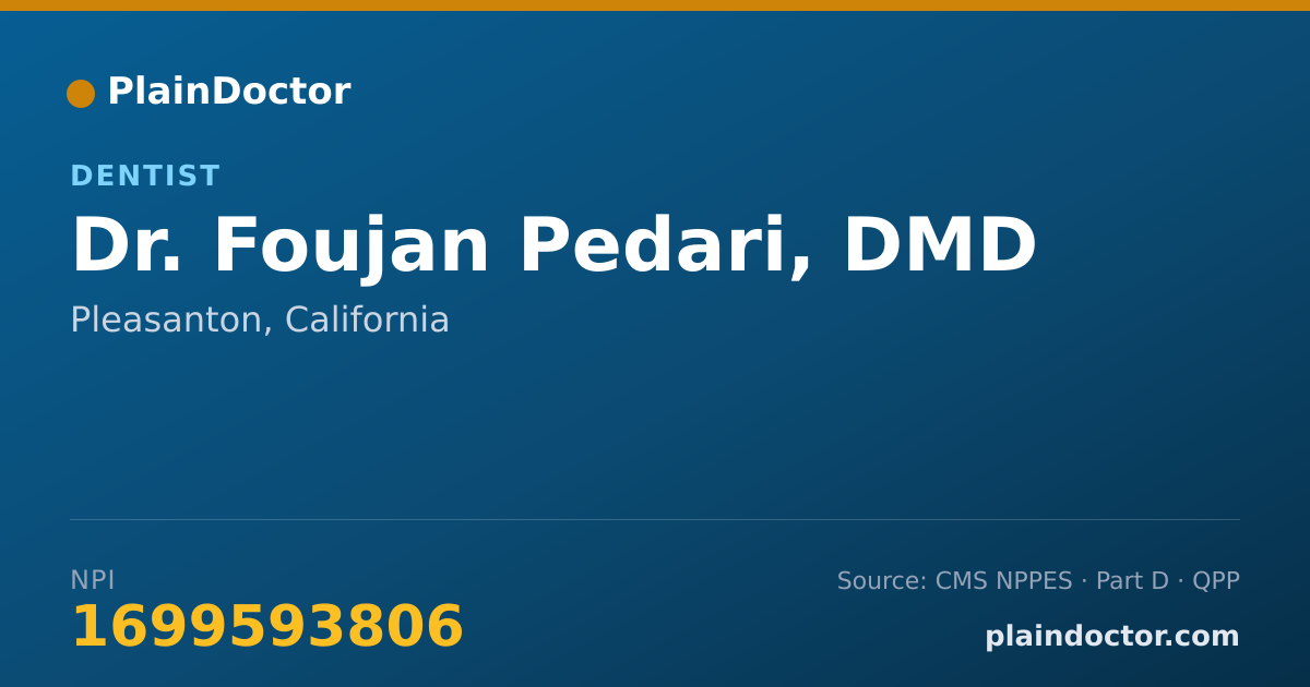 Shareable card for Foujan Pedari, DMD - Dentist, Pleasanton, CA