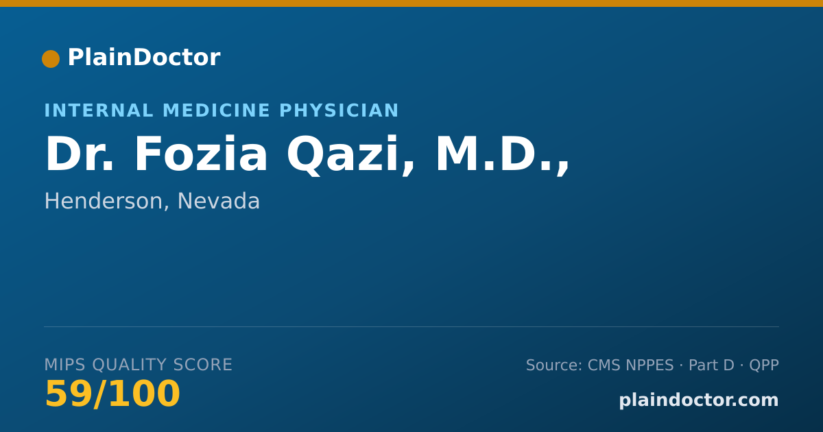 Shareable card for Fozia Qazi, M.D., - Internal Medicine Physician, Henderson, NV
