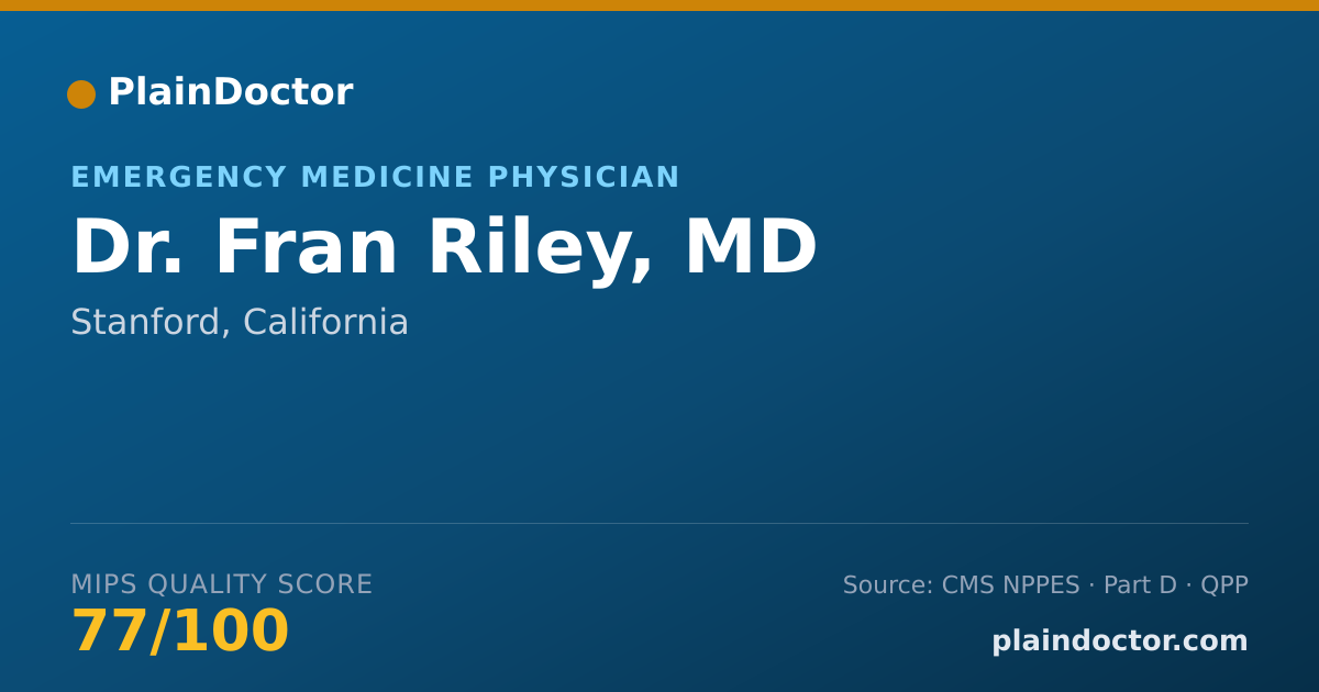Shareable card for Fran Riley, MD - Emergency Medicine Physician, Stanford, CA
