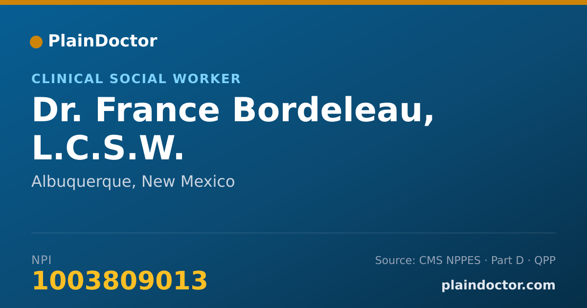 Shareable card for France Bordeleau, L.C.S.W. - Clinical Social Worker, Albuquerque, NM