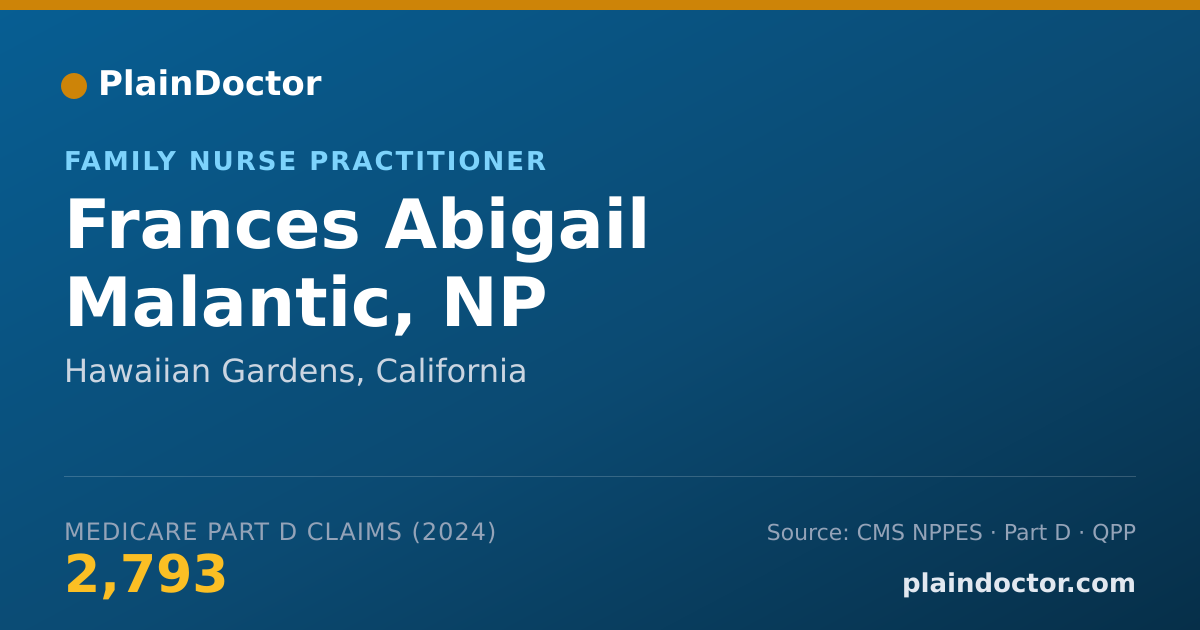 Shareable card for Frances Abigail Malantic, NP - Family Nurse Practitioner, Hawaiian Gardens, CA
