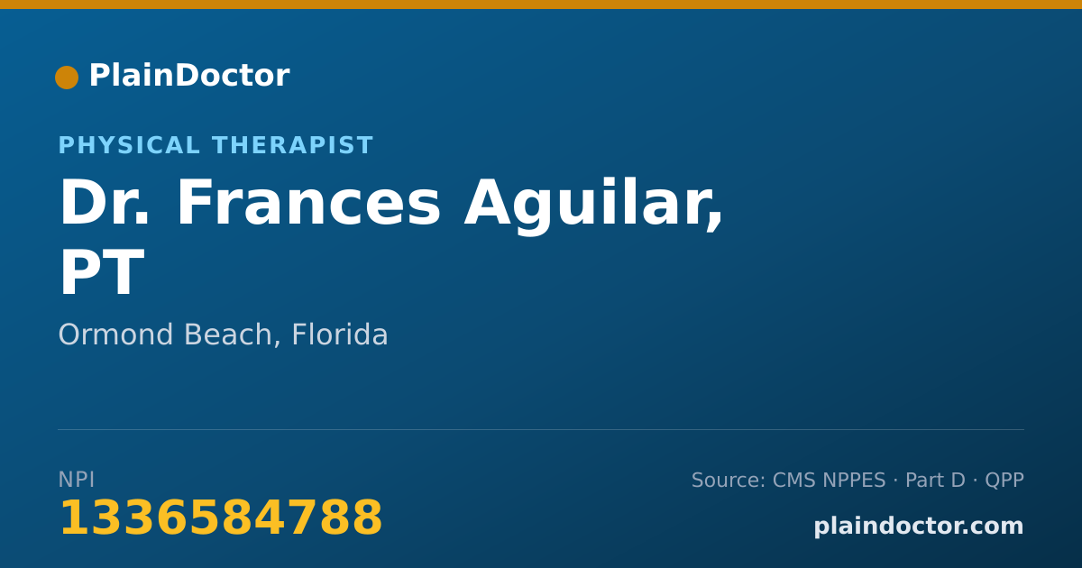 Shareable card for Frances Aguilar, PT - Physical Therapist, Ormond Beach, FL