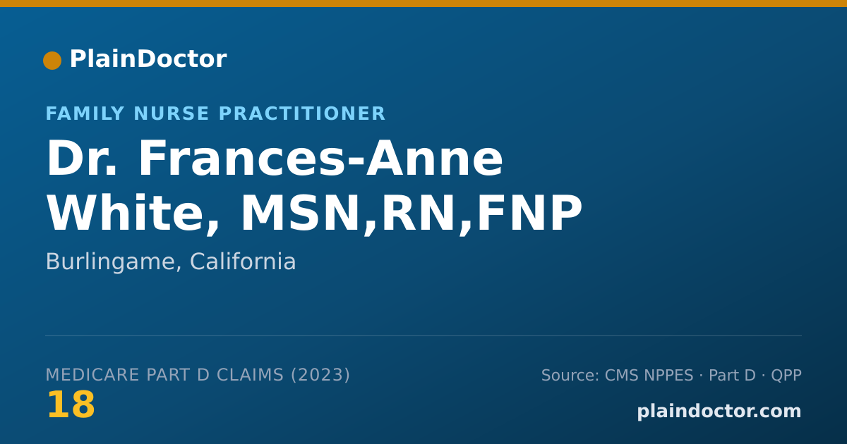 Shareable card for Frances-Anne White, MSN,RN,FNP - Family Nurse Practitioner, Burlingame, CA