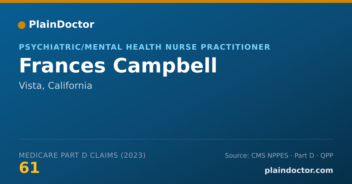 Shareable card for Frances Campbell - Psychiatric/Mental Health Nurse Practitioner, Vista, CA