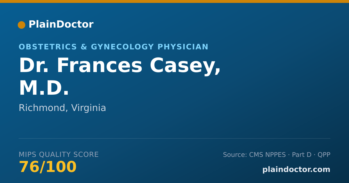 Shareable card for Frances Casey, M.D. - Obstetrics & Gynecology Physician, Richmond, VA