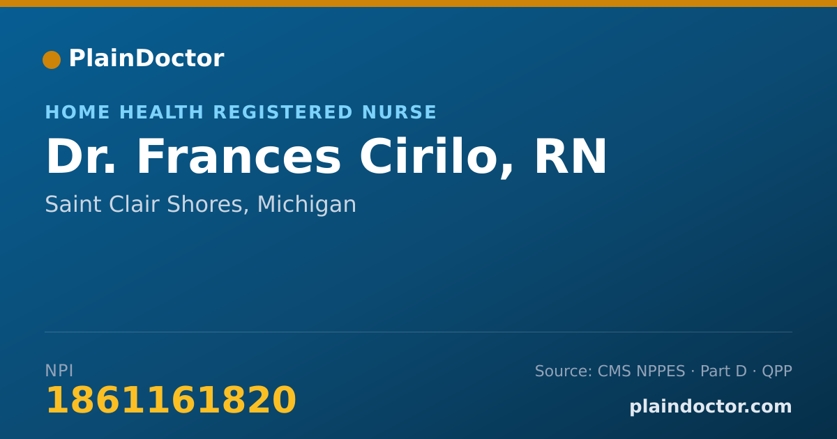 Shareable card for Frances Cirilo, RN - Home Health Registered Nurse, Saint Clair Shores, MI