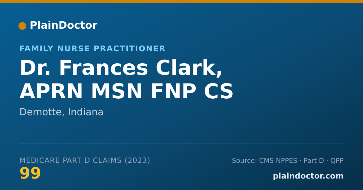 Shareable card for Frances Clark, APRN MSN FNP CS - Family Nurse Practitioner, Demotte, IN