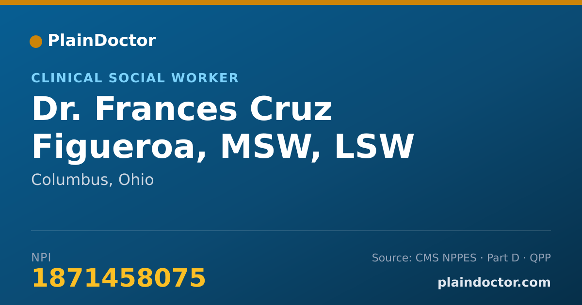 Shareable card for Frances Cruz Figueroa, MSW, LSW - Clinical Social Worker, Columbus, OH