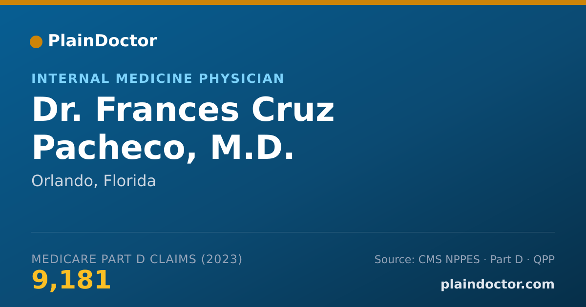 Shareable card for Frances Cruz Pacheco, M.D. - Internal Medicine Physician, Orlando, FL