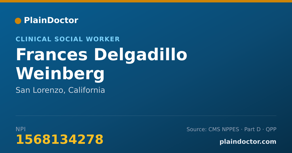 Shareable card for Frances Delgadillo Weinberg - Clinical Social Worker, San Lorenzo, CA