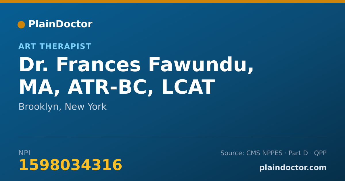 Shareable card for Frances Fawundu, MA, ATR-BC, LCAT - Art Therapist, Brooklyn, NY