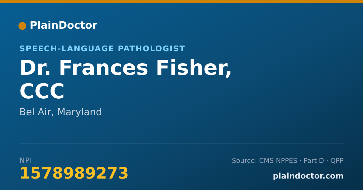Shareable card for Frances Fisher, CCC - Speech-Language Pathologist, Bel Air, MD