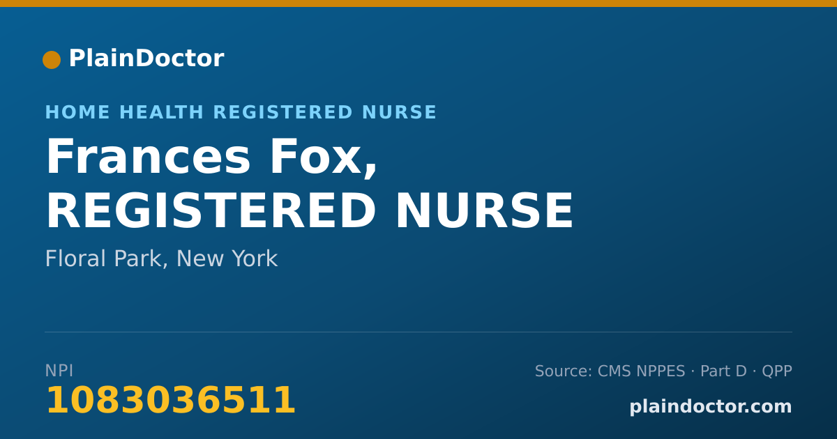 Shareable card for Frances Fox, REGISTERED NURSE - Home Health Registered Nurse, Floral Park, NY