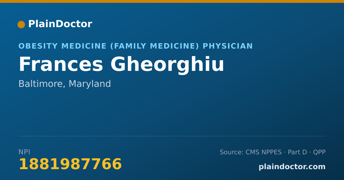 Shareable card for Frances Gheorghiu - Obesity Medicine (Family Medicine) Physician, Baltimore, MD