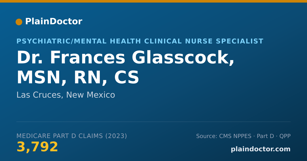 Shareable card for Frances Glasscock, MSN, RN, CS - Psychiatric/Mental Health Clinical Nurse Specialist, Las Cruces, NM