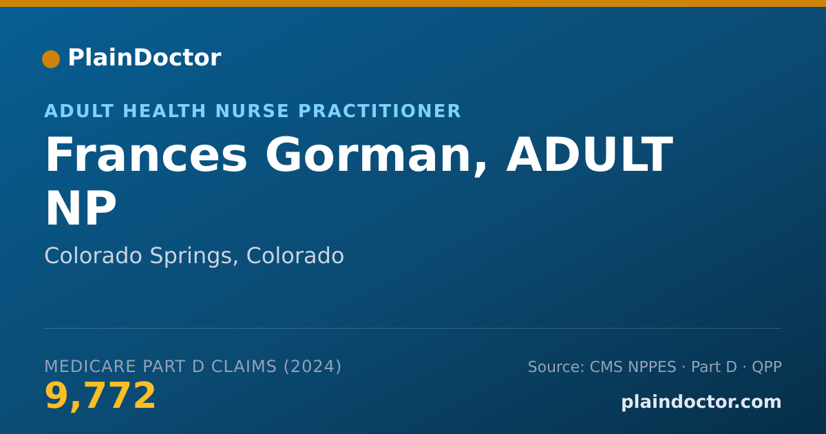 Shareable card for Frances Gorman, ADULT NP - Adult Health Nurse Practitioner, Colorado Springs, CO