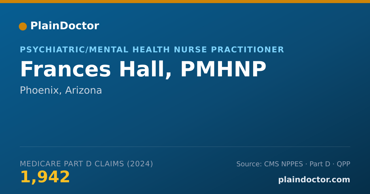 Shareable card for Frances Hall, PMHNP - Psychiatric/Mental Health Nurse Practitioner, Phoenix, AZ