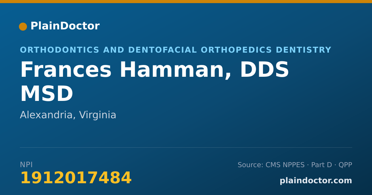 Shareable card for Frances Hamman, DDS MSD - Orthodontics and Dentofacial Orthopedics Dentistry, Alexandria, VA