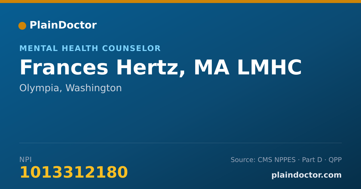 Shareable card for Frances Hertz, MA LMHC - Mental Health Counselor, Olympia, WA