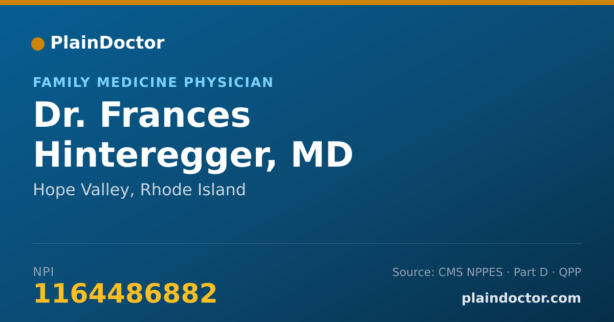 Shareable card for Frances Hinteregger, MD - Family Medicine Physician, Hope Valley, RI