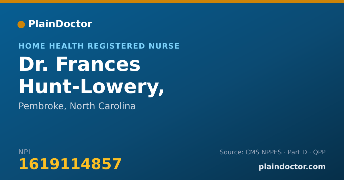 Shareable card for Frances Hunt-Lowery, REGISTERED NURSE - Home Health Registered Nurse, Pembroke, NC