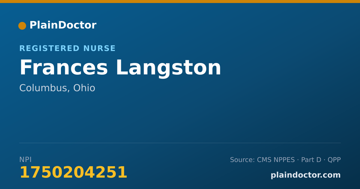 Shareable card for Frances Langston - Registered Nurse, Columbus, OH
