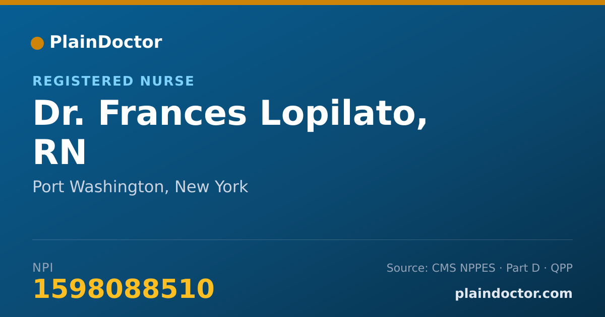 Shareable card for Frances Lopilato, RN - Registered Nurse, Port Washington, NY