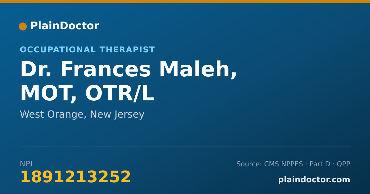 Shareable card for Frances Maleh, MOT, OTR/L - Occupational Therapist, West Orange, NJ
