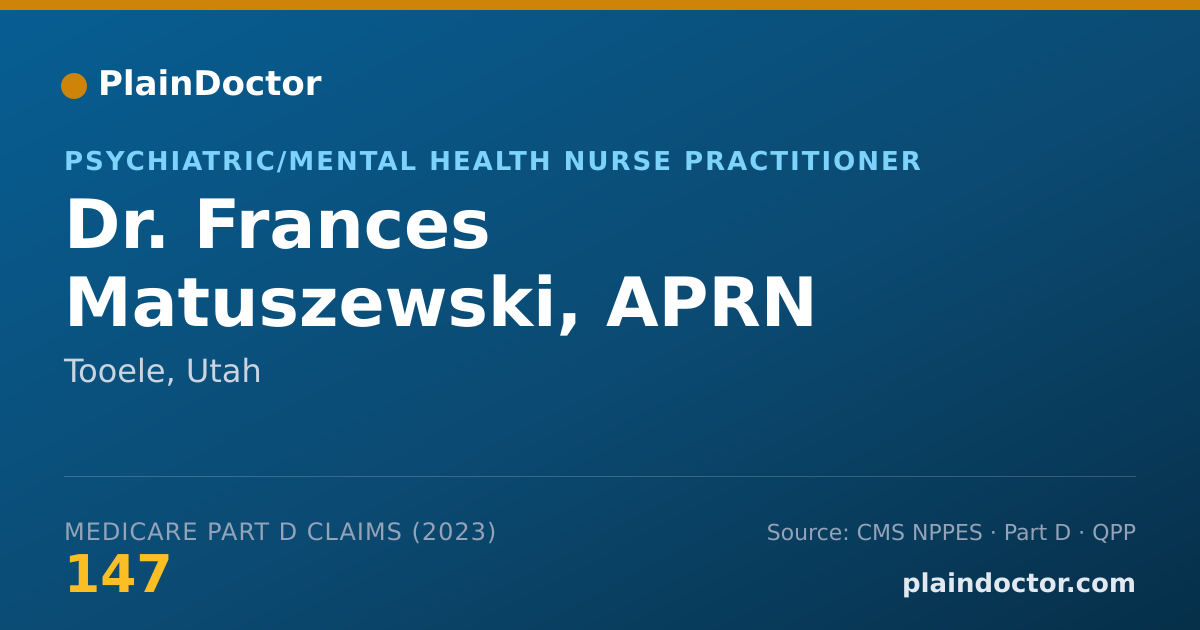 Shareable card for Frances Matuszewski, APRN - Psychiatric/Mental Health Nurse Practitioner, Tooele, UT