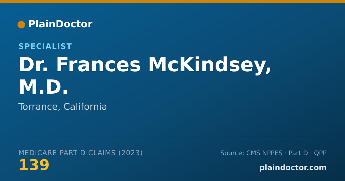 Shareable card for Frances McKindsey, M.D. - Specialist, Torrance, CA