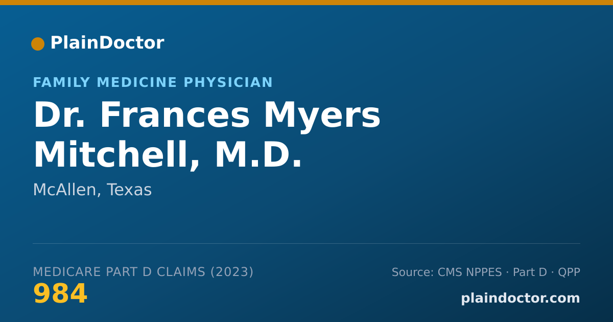 Shareable card for Frances Myers Mitchell, M.D. - Family Medicine Physician, McAllen, TX