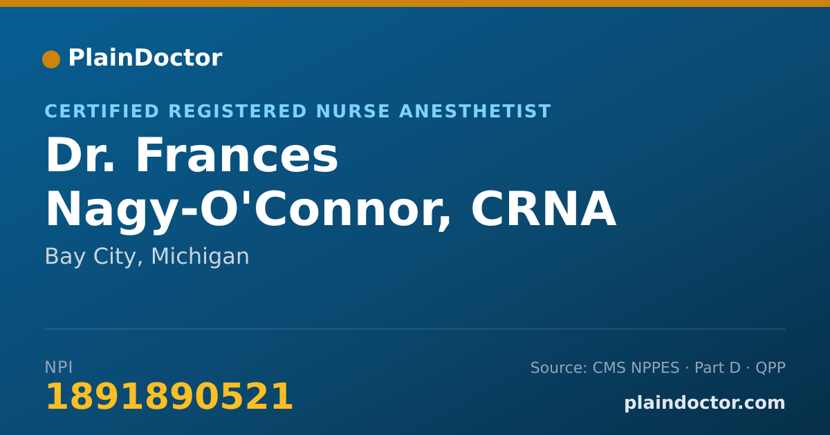 Shareable card for Frances Nagy-O'Connor, CRNA - Certified Registered Nurse Anesthetist, Bay City, MI